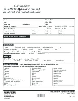 Patient Medical History Form