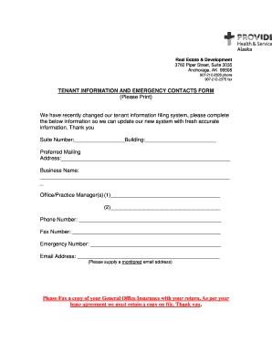 tenant contact information form