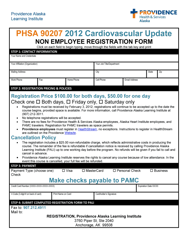 Cardiovascular Update 2012 Registration Form Preview on Page 1