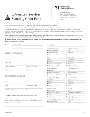 Laboratory Services Standing Order Form