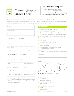 Mammography Order Form