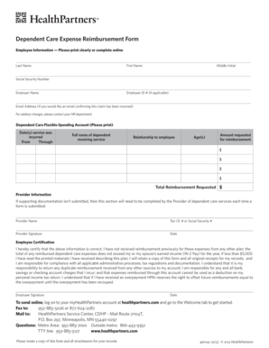 Dependent Care Expense Reimbursement Form