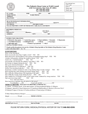 Pediatric Sleep Study Referral Form