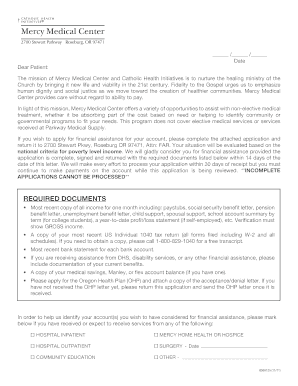 Mercy Medical Center Financial Assistance Application