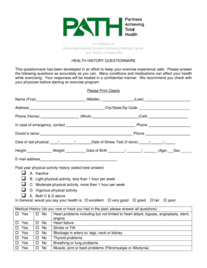 Health History Questionnaire