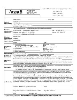 Authorization - Release Of Medical Records Information