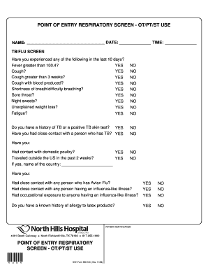 POINT OF ENTRY RESPIRATORY SCREEN - OT/PT/ST USE POINT ...