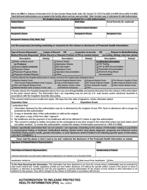 Authorization to Release Protected Health Information