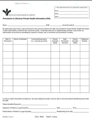 Permission to Disclose Private Health Information