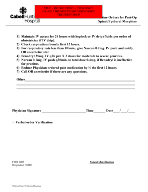 Post-Op Spinal/Epidural Morphine Routine Orders