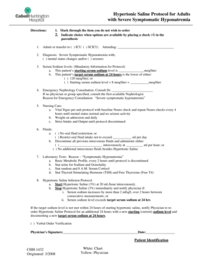 Hypertonic Saline Protocol for Adults with Severe Symptomatic Hyponatremia