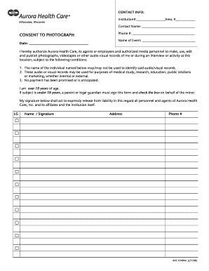 Aurora Health Care Photo Consent Form