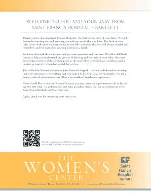 Women's Center admission packet - Saint Francis Hospital-Bartlett