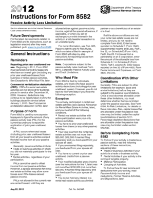 IRS Form 8582 Instructions