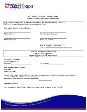 Subordination Request Form - Arkansas Federal Credit Union - afcu