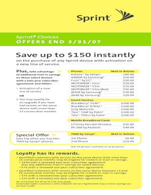 Sprint Mail-in Rebate Form