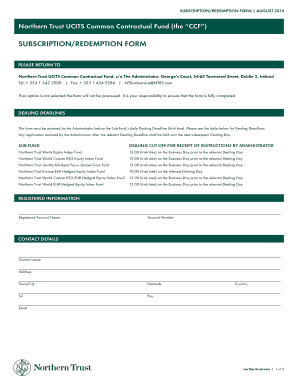 Northern Trust UCITS Common Contractual Fund Subscription/Redemption Form