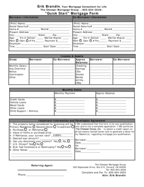 "Quick Start" Mortgage Form - Chesser Group