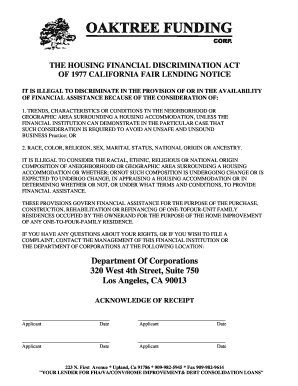 California Fair Lending Notice
