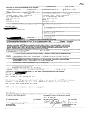 US Federal Contract Amendment Form
