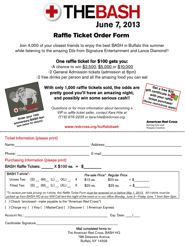 Raffle Ticket Order Form Preview on Page 1
