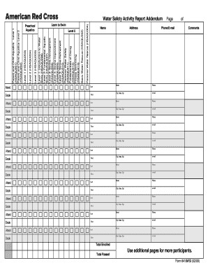 Water Safety Activity Report Addendum