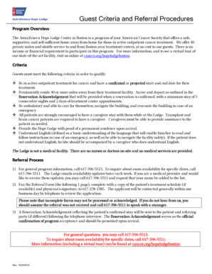 Hope Lodge Request Form