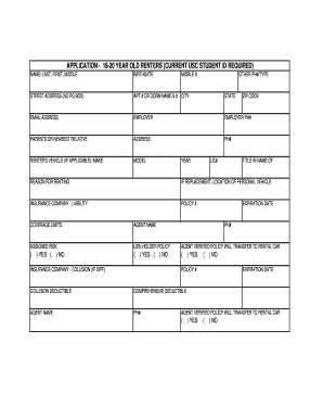 USC Student Rental Application