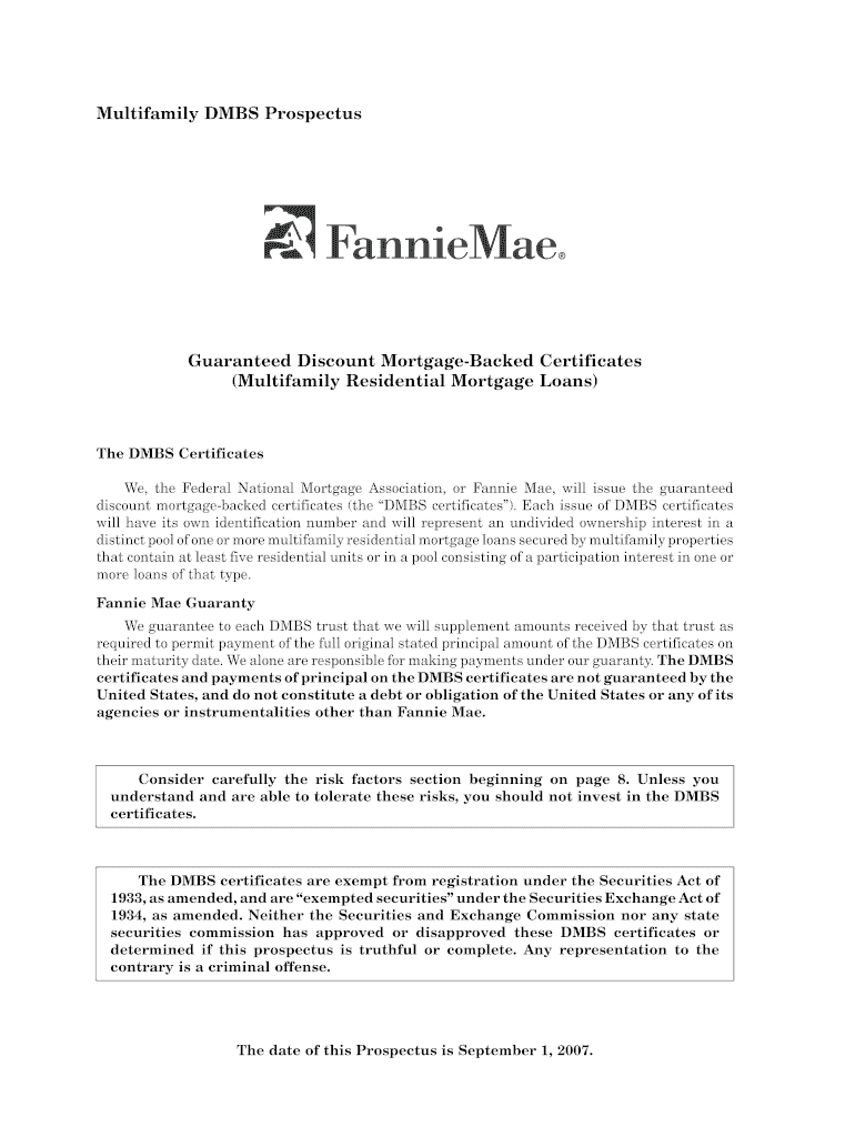 September 1, 2007 (DMBS) - Fannie Mae Preview on Page 1