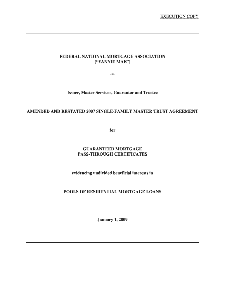 AMENDED AND RESTATED 2007 SINGLE-FAMILY MASTER TRUST AGREEMENT Preview on Page 1