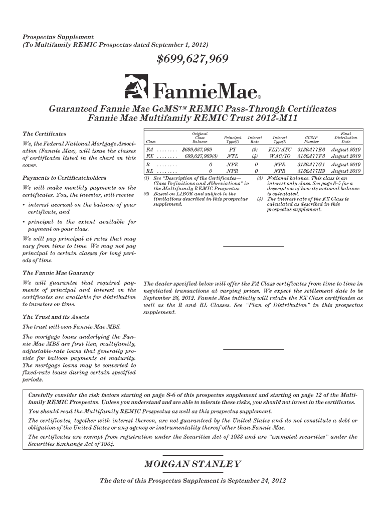 We, the Federal National Mortgage Association (Fannie Mae), will issue the classes Preview on Page 1