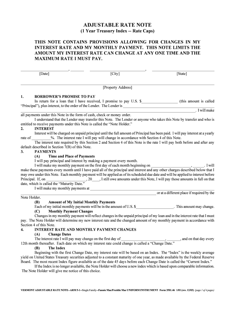 ADJUSTABLE RATE NOTE: Fill out & sign online | DocHub