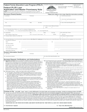 Federal PLUS Loan Master Promissory Note