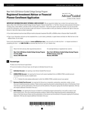 New York 529 Advisor-Guided College Savings Program Enrollment Application