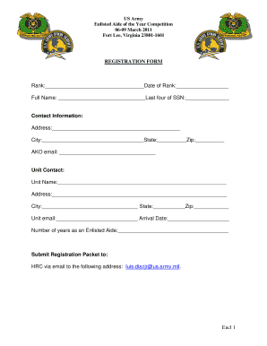 army registration form