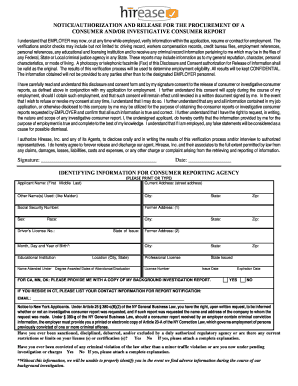 Authorization for Consumer Report