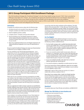Chase Health Savings Account Enrollment Form