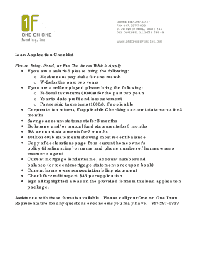 Loan Application Checklist