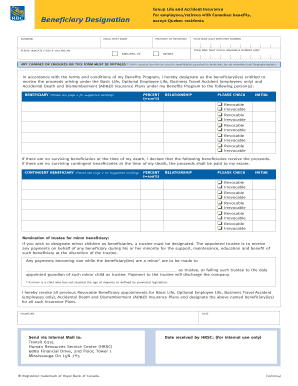 Canadian Life and Accident Insurance Beneficiary Designation