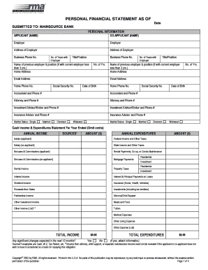 Personal financial statement example filled out - Financial Statement - Commercial - Personal 1619