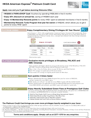 Hong Kong Dental Association American Express Platinum Credit Card Application