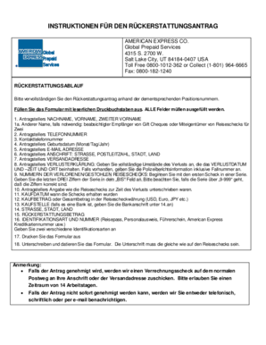 Rückerstattungsantrag für verlorene oder gestohlene Reiseschecks