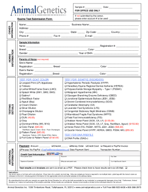 Equine Test Submission Form