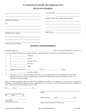Georgia Garnishment Affidavit
