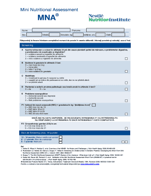 Mini Nutritional Assessment Form