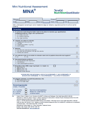 Mini Nutritional Assessment Form