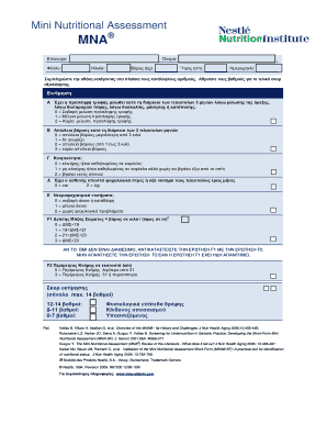 Mini Nutritional Assessment Form