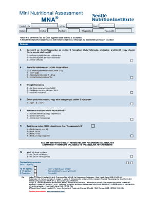 Mini Nutritional Assessment Form