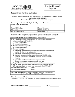Request Form For Synvisc/Hyalgan