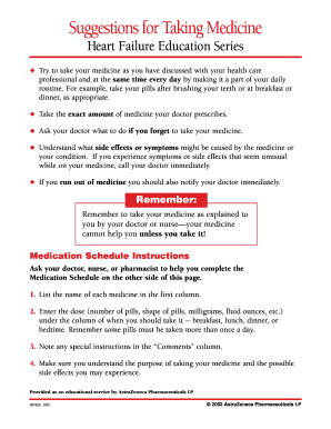 Heart Failure Medication Schedule